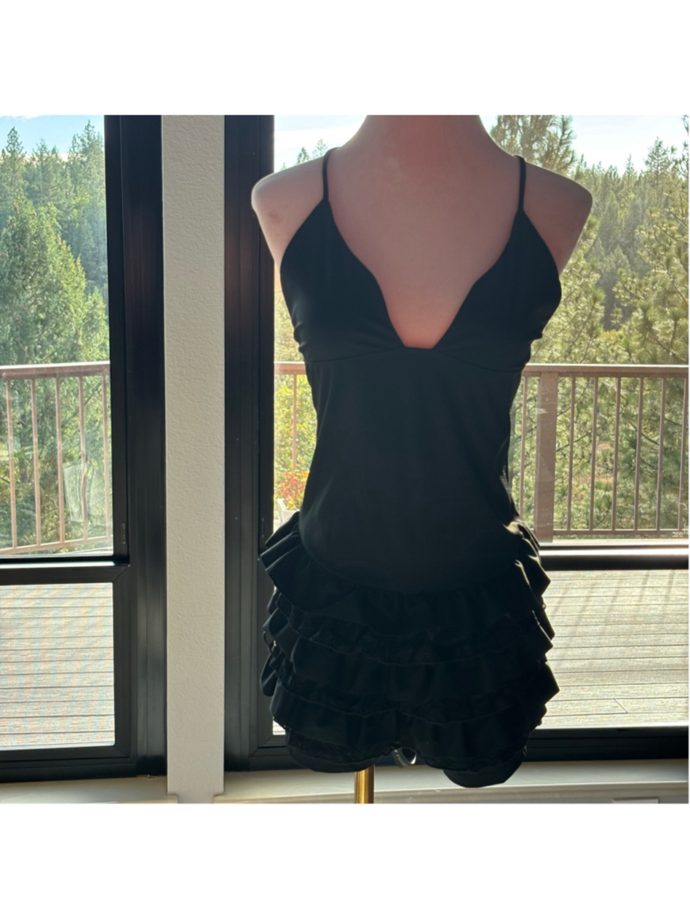 White Fox Dream Of Me Playsuit Black XL NWT Lace Ruffle Romper Open Back